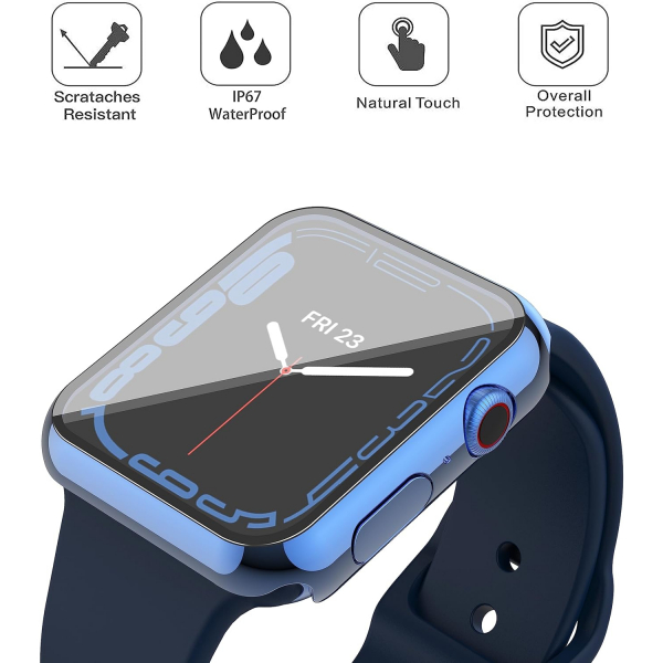 Misxi Apple Watch 6/SE 44mm Bumper Su Geirmez Klf-Blue Transparent