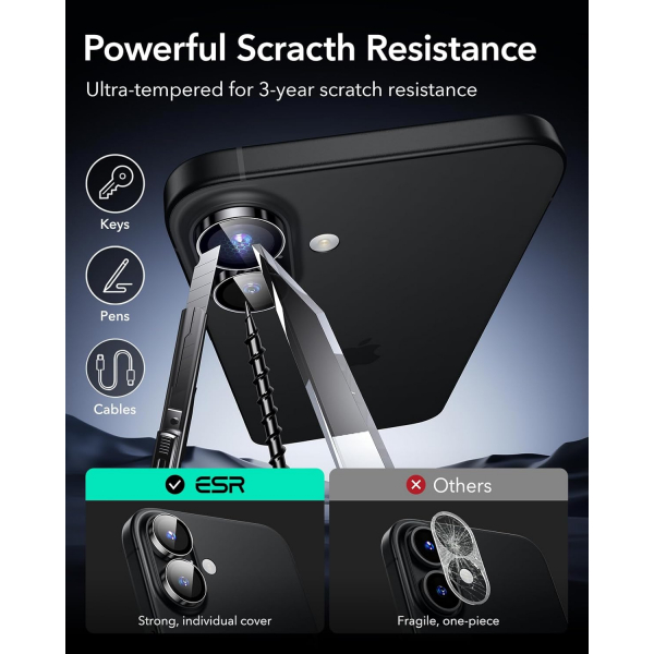 ESR Apple iPhone 16 Pro/16 Pro Max Kamera Koruyucu-Black