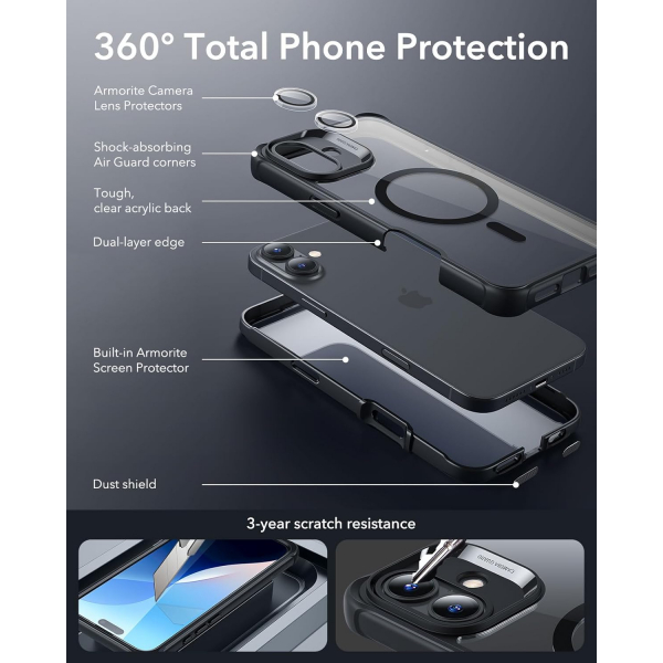 ESR Apple iPhone 16 Plus Armor Tam Korumal Klf-Clear Black