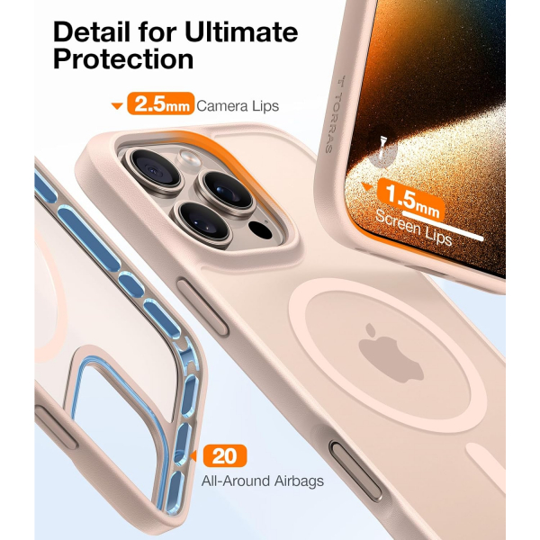 TORRAS Apple iPhone 16 Pro Manyetik Klf-Desert Titanium 