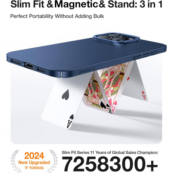 TORRAS Apple iPhone 16 Pro Lstand Klf-Navy Blue