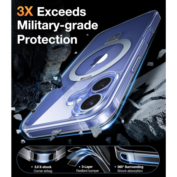 TORRAS Apple iPhone 16 Ostand Klf-Crystal Clear
