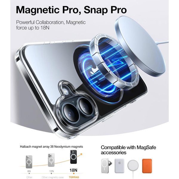 TORRAS Apple iPhone 16 Ostand Spin Klf-Clear