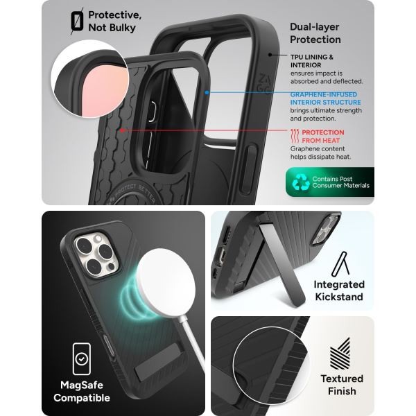 ZAGG Apple iPhone 16 Pro Max Denali Snap Standl Klf-Black