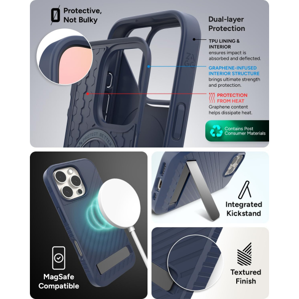 ZAGG Apple iPhone 16 Pro Max Denali Snap Standl Klf-Navy