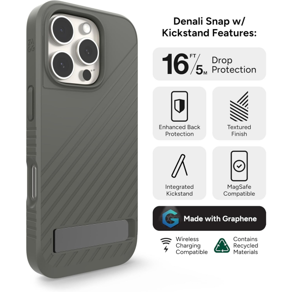 ZAGG Apple iPhone 16 Pro Max Denali Snap Standl Klf-Thyme Green