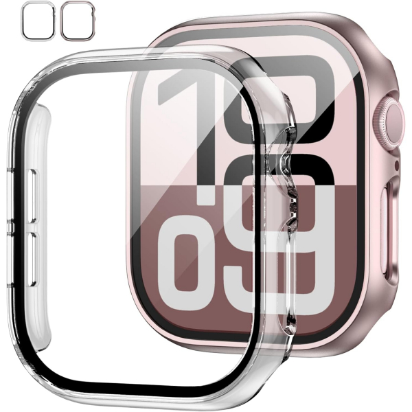 JZK Apple Watch 10 42mm Bumper Klf -Rose Gold Clear
