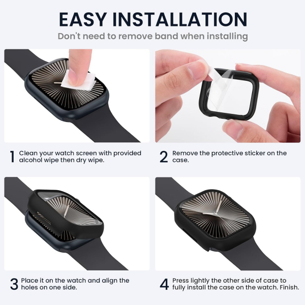 Tensea Apple Watch 10 46mm Bumper Klf -Clear Black Black