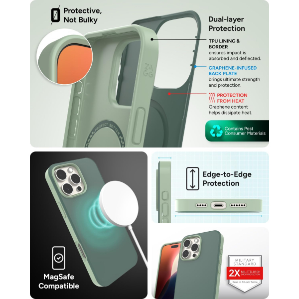 Zagg Apple iPhone 16 Pro SoHo Snap Klf -Green