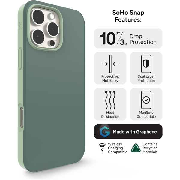 Zagg Apple iPhone 16 Pro SoHo Snap Klf -Green