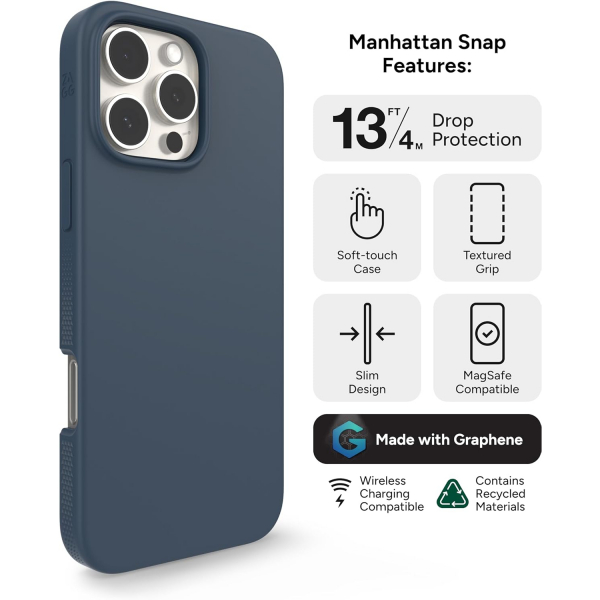 ZAGG Apple iPhone 16 Pro Manhattan Snap Klf-Navy Blue