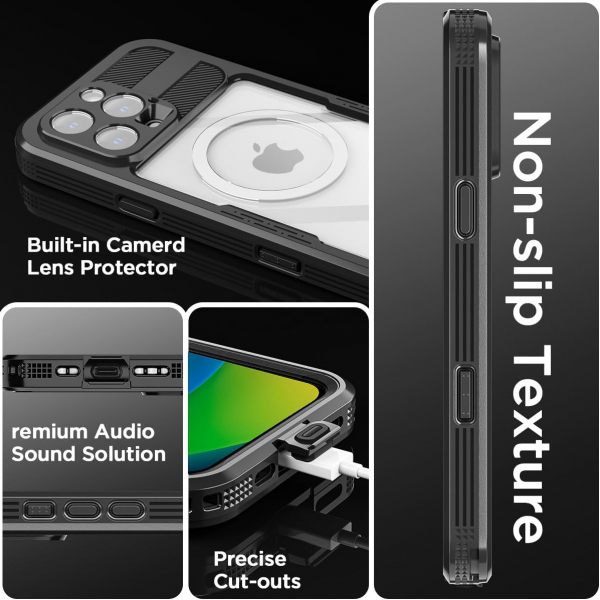 AlCase iPhone 16 Pro Max  Su Geirmez MagSafe Klf -Black