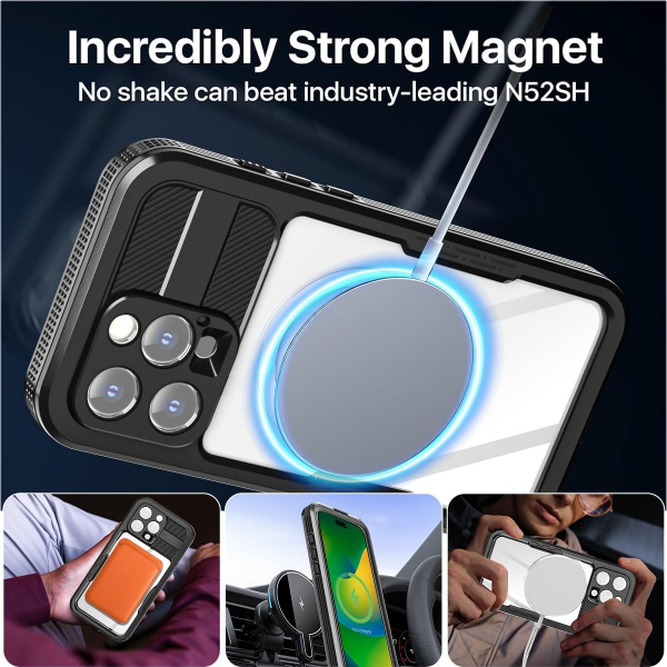 AlCase iPhone 16 Pro Max  Su Geirmez MagSafe Klf -Black