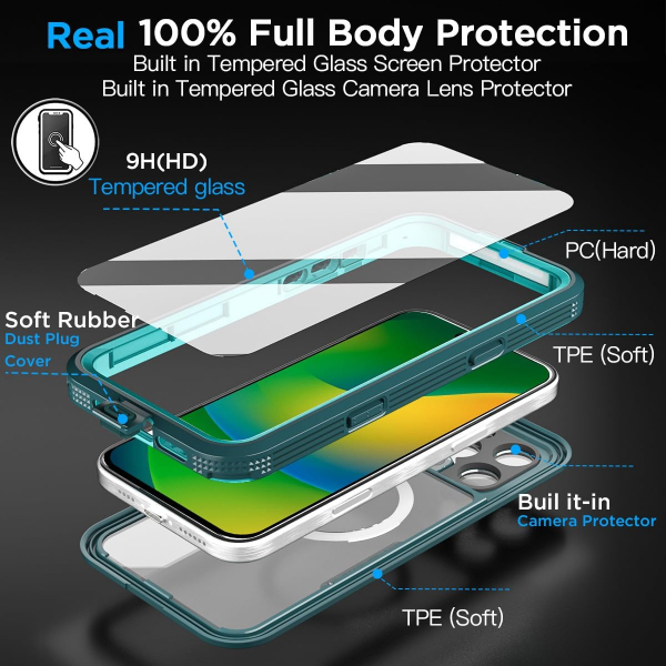 AlCase iPhone 16 Pro Max  Su Geirmez MagSafe Klf -Blue