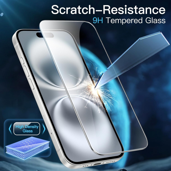 JETech Apple iPhone 16 Plus Temperli Cam Ekran Koruyucu