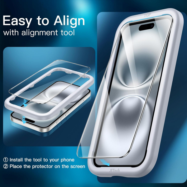 JETech Apple iPhone 16 Plus Temperli Cam Ekran Koruyucu