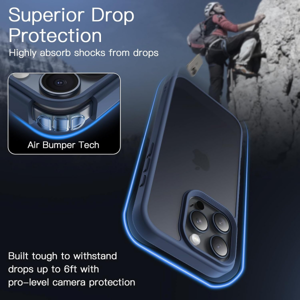 JETech Apple iPhone 16 Pro Max Mat Klf-Storm Blue
