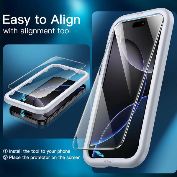 JETech iPhone 16 Pro Max 5i 1 Arada Ekran Koruyucu-Black