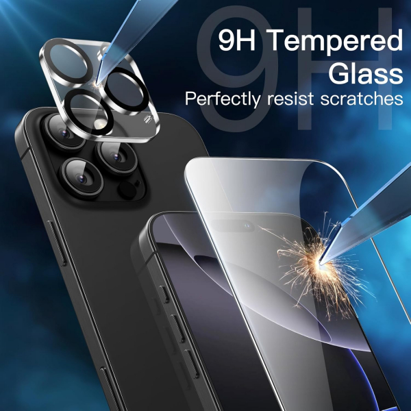 JETech iPhone 16 Pro Max 5i 1 Arada Ekran Koruyucu-Black