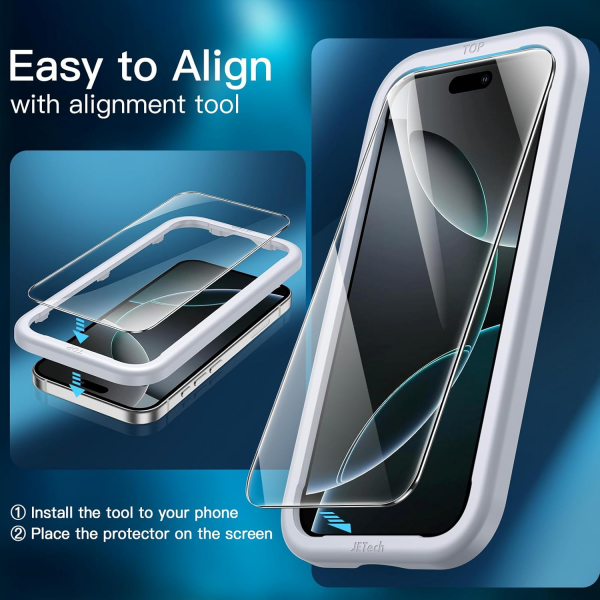 JETech iPhone 16 Pro Max 5i 1 Arada Ekran Koruyucu-Clear