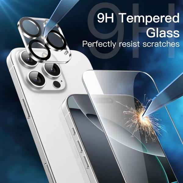 JETech iPhone 16 Pro Max 5i 1 Arada Ekran Koruyucu-Clear
