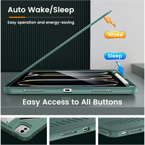 MoKo iPad Pro M4 Rugged Klf (11 in)-Midnight Green