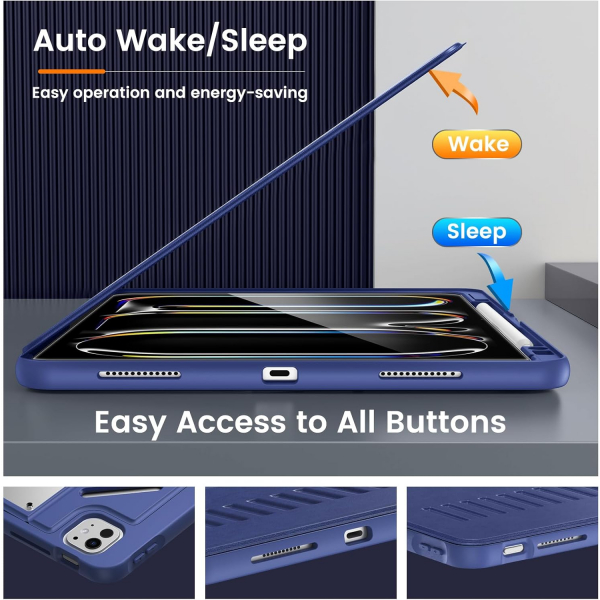 MoKo iPad Pro M4 Rugged Klf (11 in)-Navy Blue