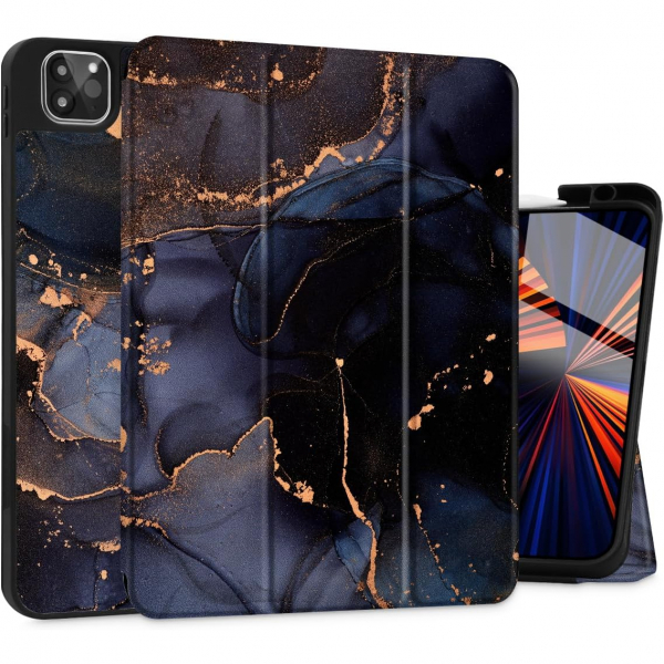 Tuiklol iPad Pro M4 Slim Klf (11 in)-Black Marble 
