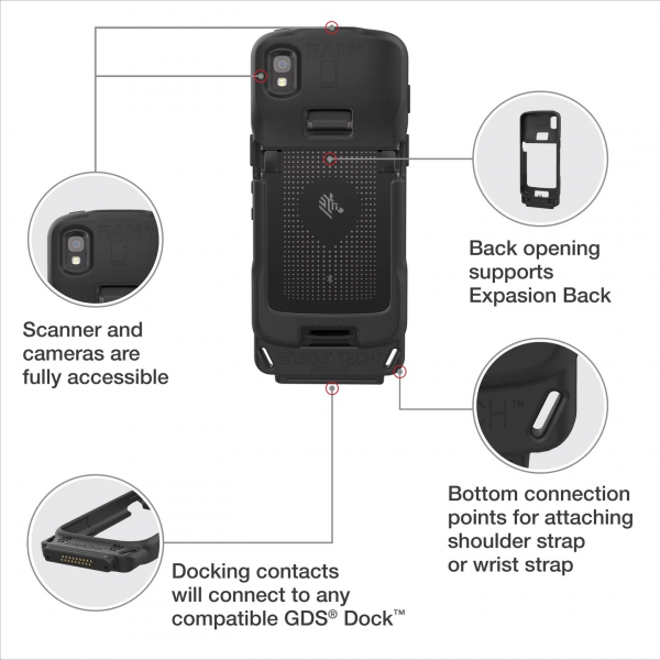 Ram Mounts Zebra TC53/58 Tutucu RAM-GDS-SKIN-ZE34