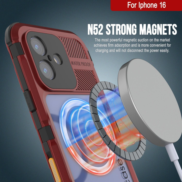Punkcase iPhone 16 Su Geirmez Extreme 2.0 Klf-Red Black