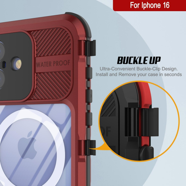 Punkcase iPhone 16 Su Geirmez Extreme 2.0 Klf-Red Black