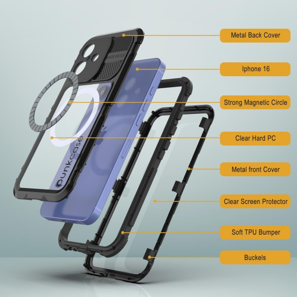 Punkcase iPhone 16 Su Geirmez Extreme 2.0 Klf-Black