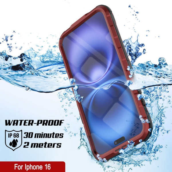 Punkcase iPhone 16 Plus Su Geirmez Extreme 2.0 Klf-Red Black