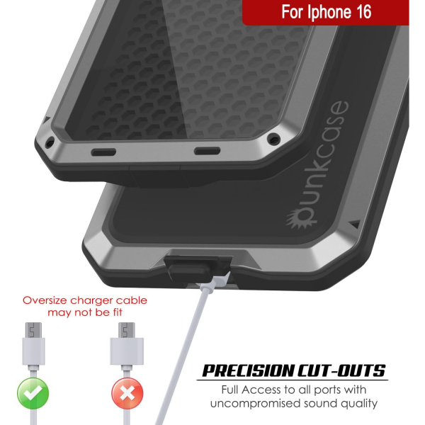Punkcase iPhone 16 Plus Su Geirmez Klf-Silver