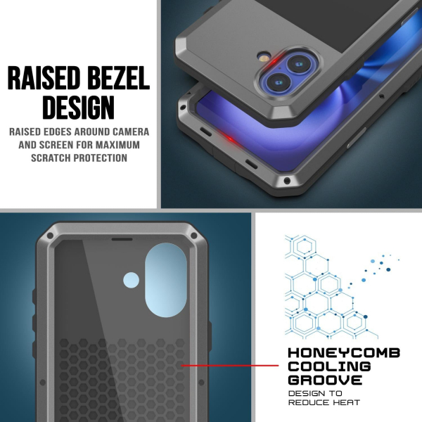 Punkcase iPhone 16 Plus Su Geirmez Klf-Silver