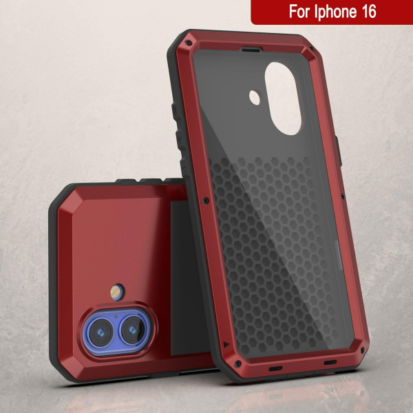 Punkcase iPhone 16 Plus Su Geirmez Klf-Red