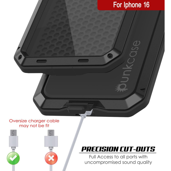 Punkcase iPhone 16 Plus Su Geirmez Klf-Black