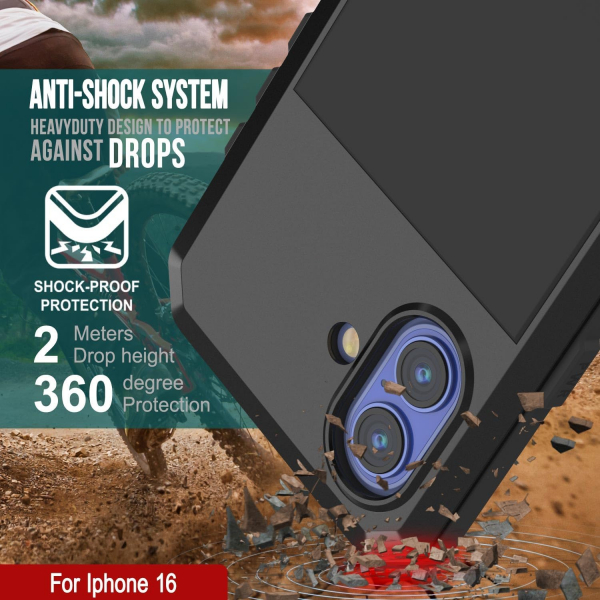 Punkcase iPhone 16 Plus Su Geirmez Klf-Black