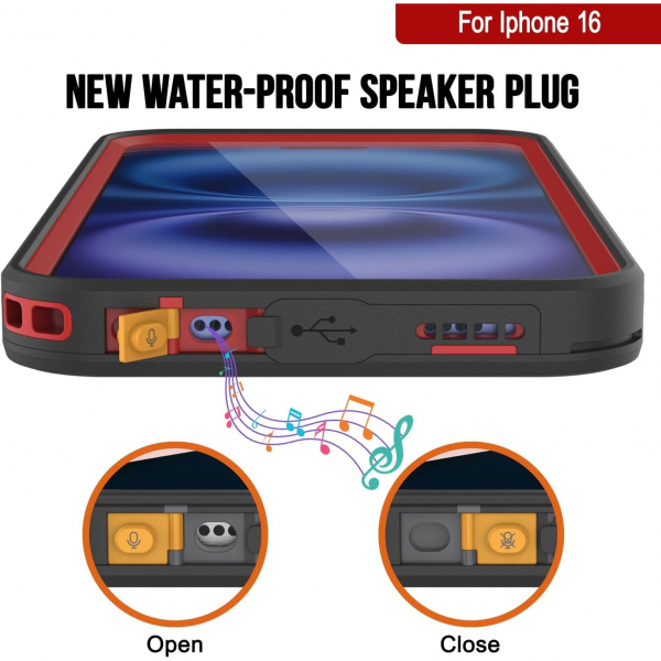 Punkcase iPhone 16 Plus Su Geirmez Kickstud 2.0 Klf-Red