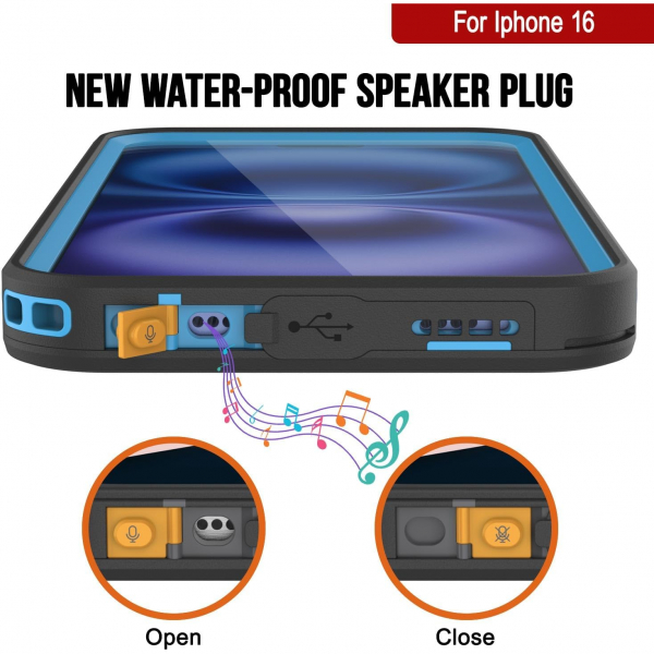Punkcase iPhone 16 Plus Su Geirmez Kickstud 2.0 Klf-Blue