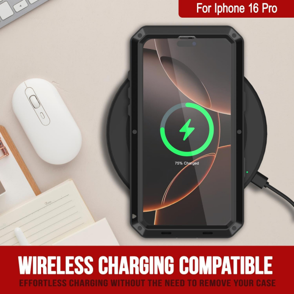 Punkcase iPhone 16 Pro Max Su Geirmez Klf-Black