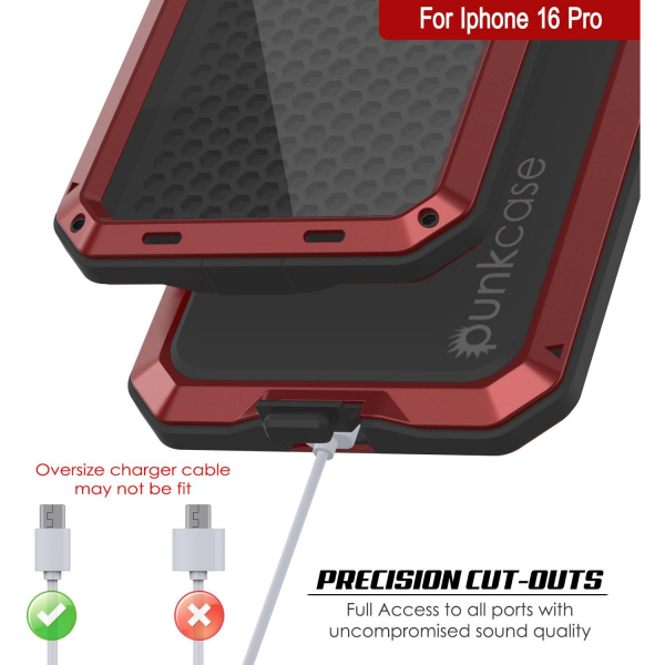 Punkcase iPhone 16 Pro Max Su Geirmez Klf-Red