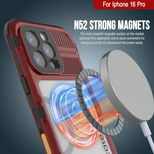 Punkcase iPhone 16 ProMax Su Geirmez Extreme 2.0 Klf-Red Black