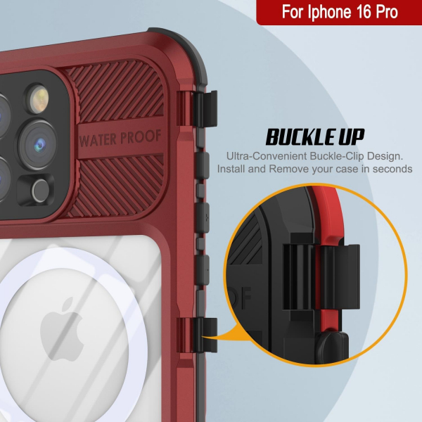 Punkcase iPhone 16 ProMax Su Geirmez Extreme 2.0 Klf-Red Black