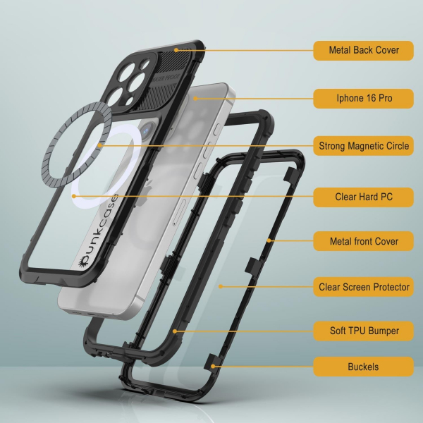 Punkcase iPhone 16 ProMax Su Geirmez Extreme 2.0 Klf-Black
