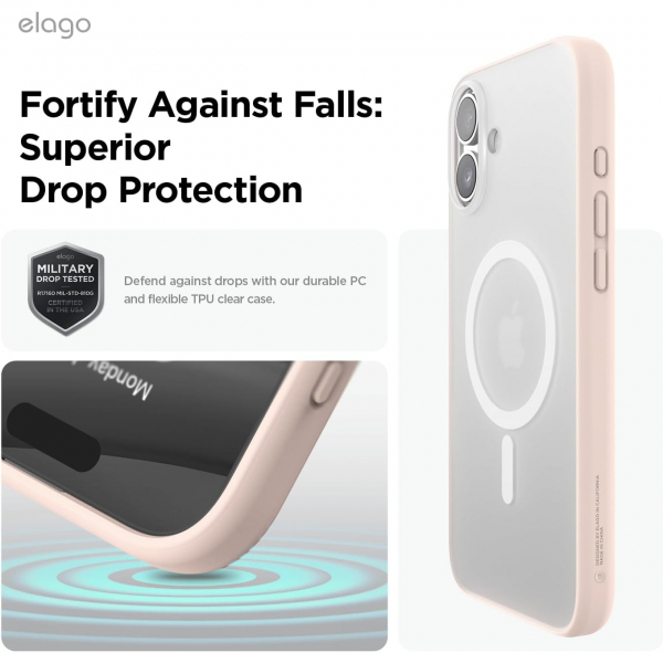 elago Apple iPhone 16 Plus Hybrid effaf Klf-Matte Pink