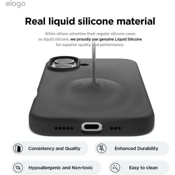 elago Apple iPhone 16 Plus Manyetik Klf-Black