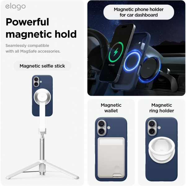 elago Apple iPhone 16 Plus Manyetik Klf-Jean Indigo