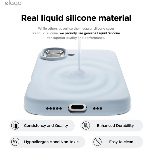 elago Apple iPhone 16 Plus Manyetik Klf-Light Blue