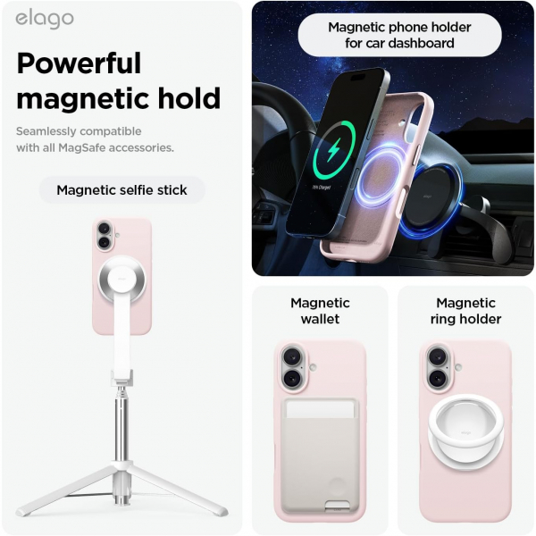elago Apple iPhone 16 Plus Manyetik Klf-Lovely Pink